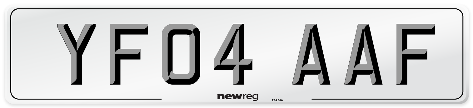 YF04 AAF Number Plate from New Reg